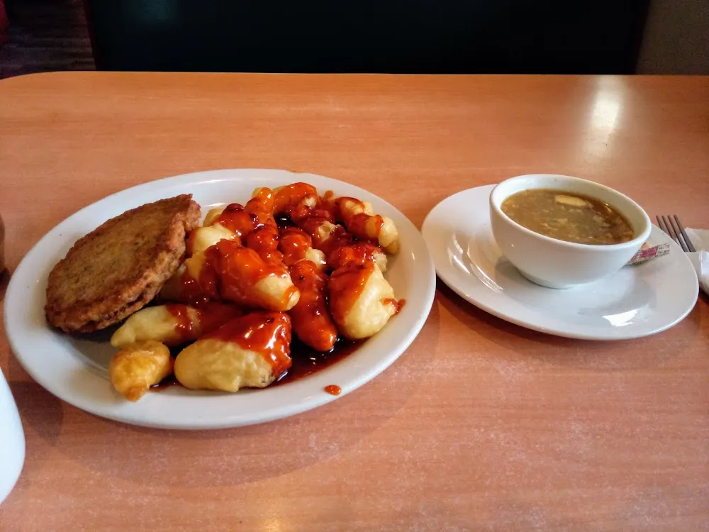 General TSO's Chicken Pork Chow Mein and Hot and Sour Soup